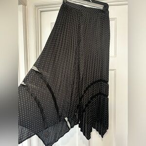The Kooples Black Asymmetrical Polka Dot Skirt